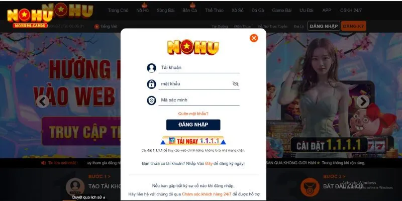 Hướng dẫn chi tiết đăng nhập Nohu90 cho máy tính